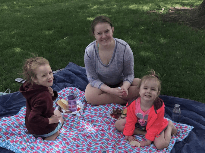 Me and my nieces having a picnic
